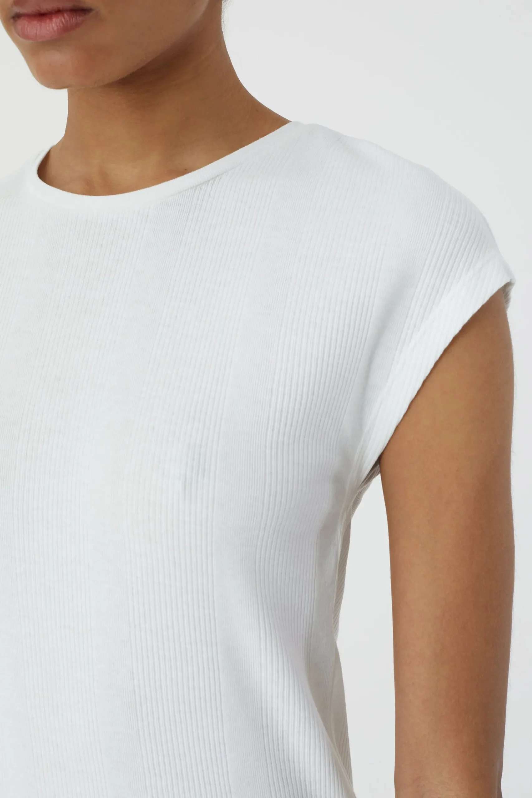 T-Shirt En Maille Cotelee