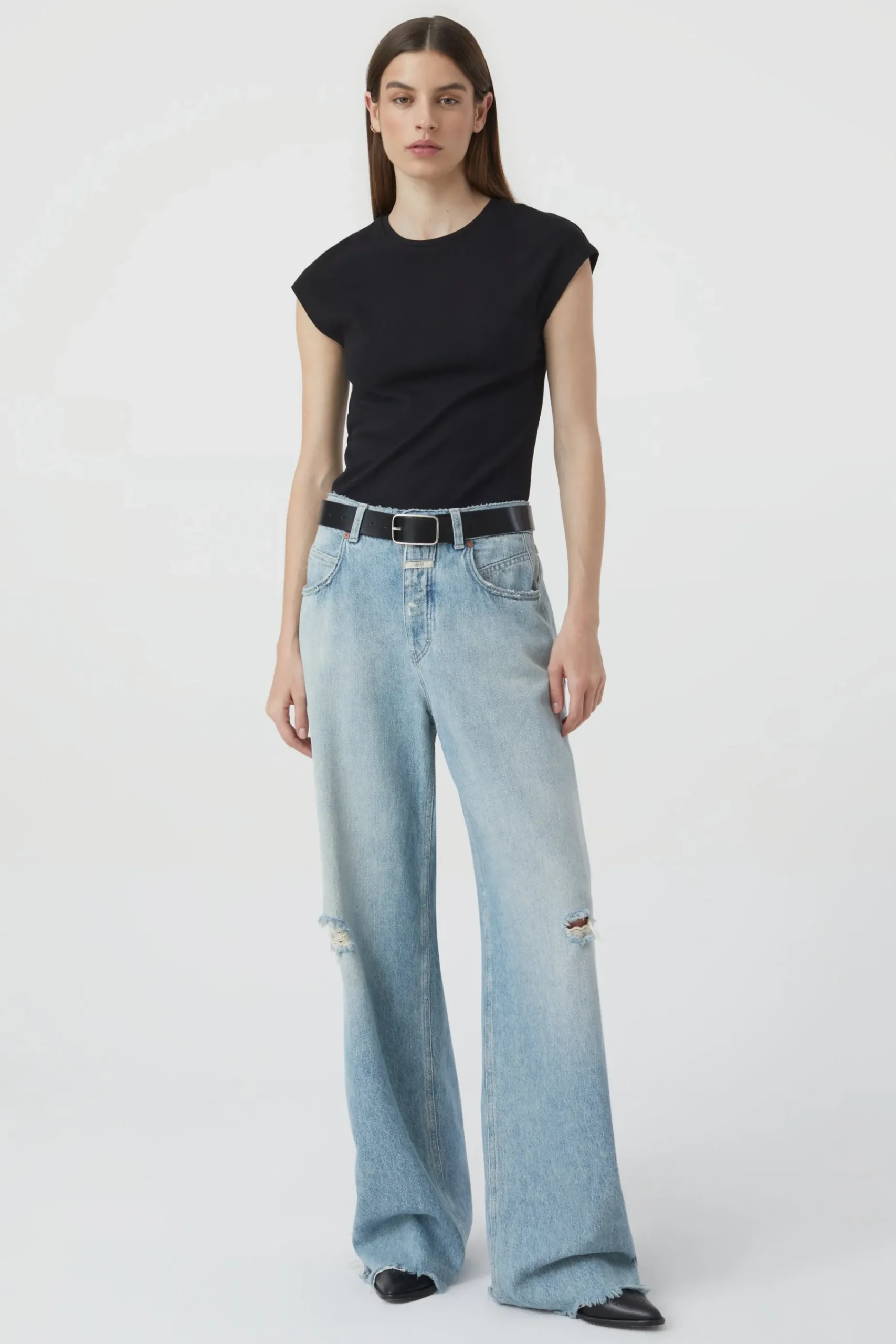 T-Shirt En Maille Cotelee